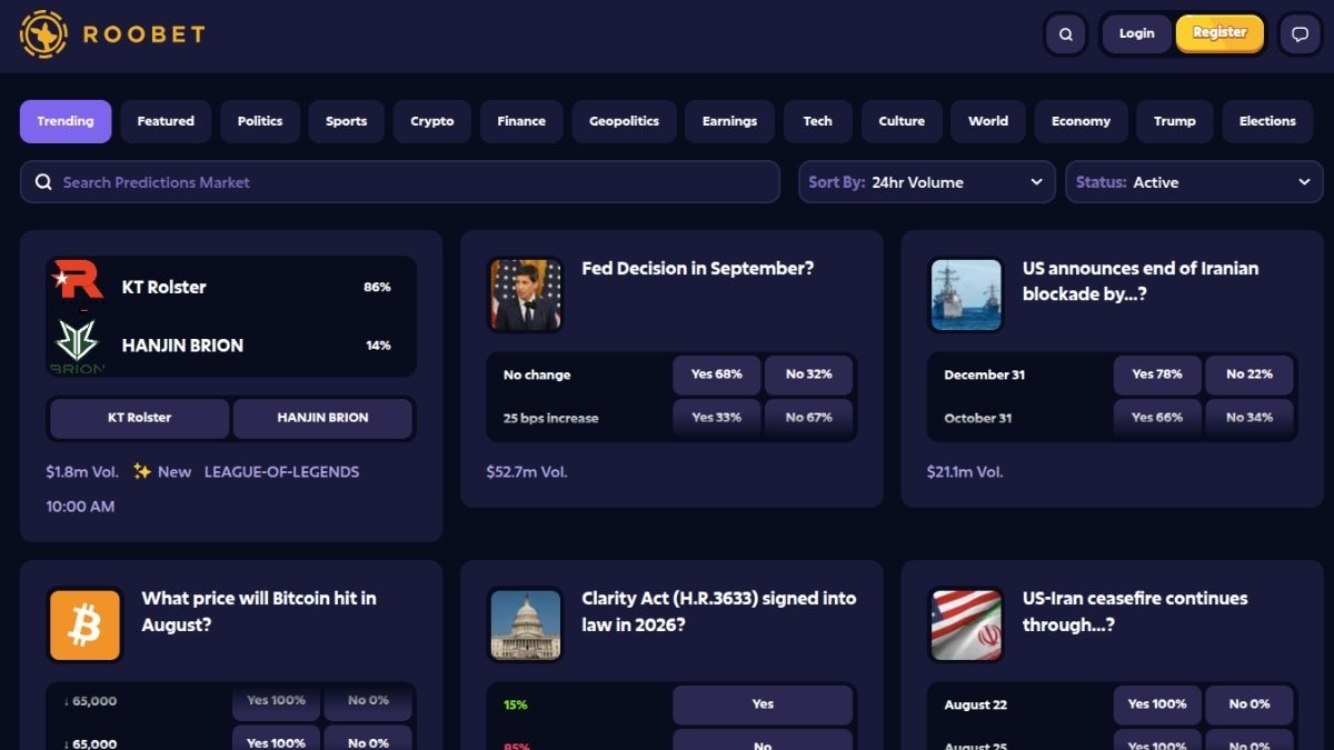 roobet vs rainbet - roobet prediction markets