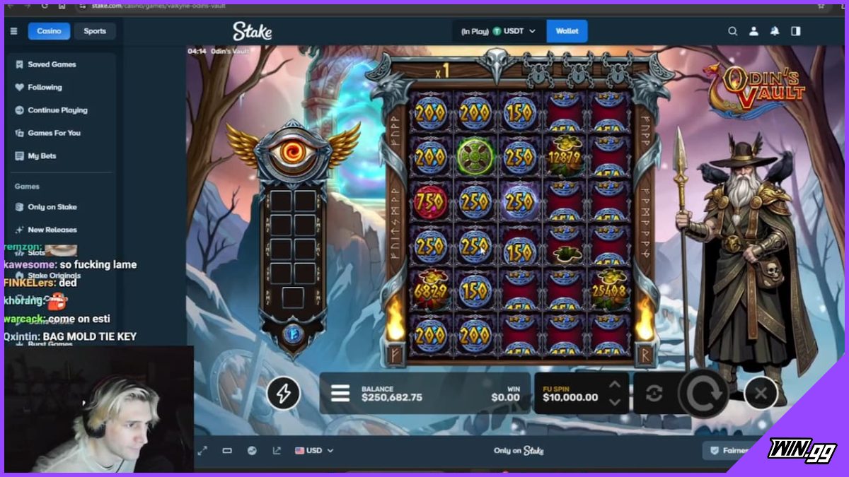 xQc stacking multipliers on the Odin's Vault slot