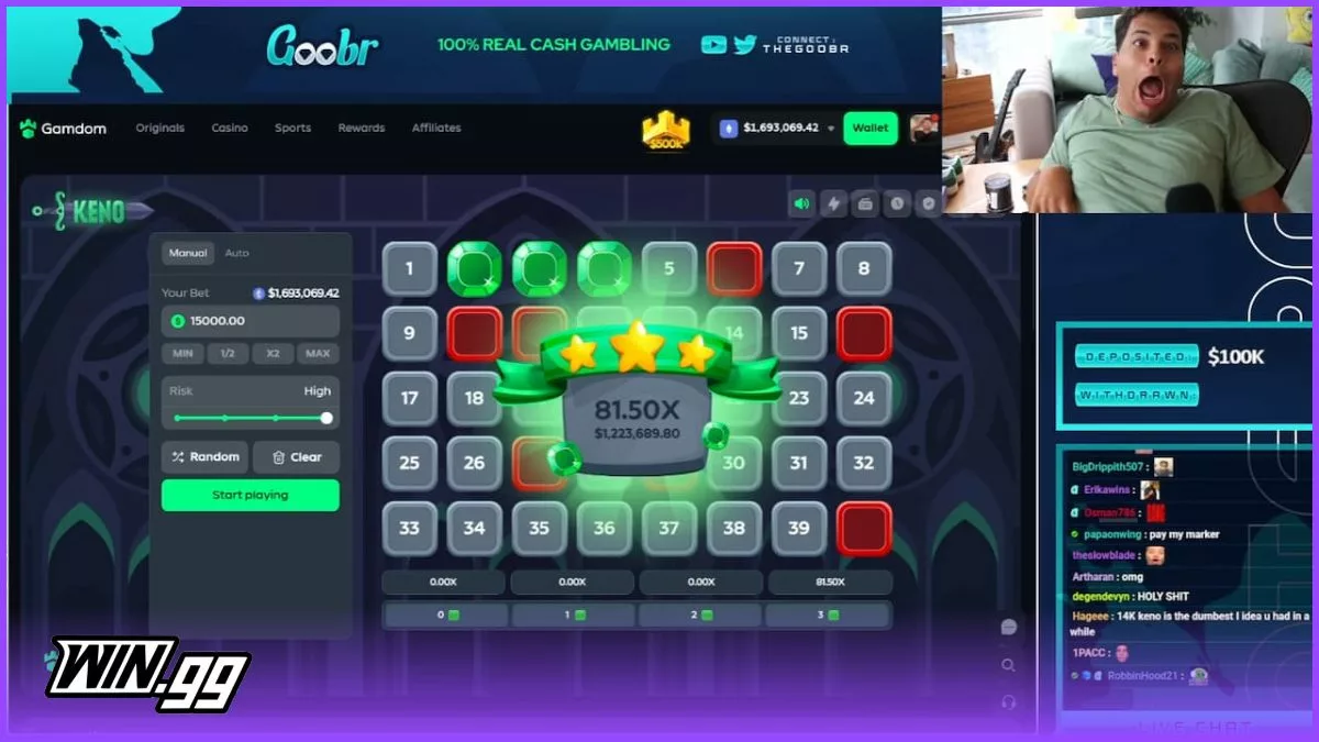 TheGoobr winning big on Keno
