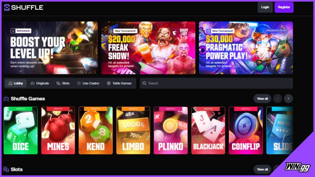 Shuffle casino screenshot