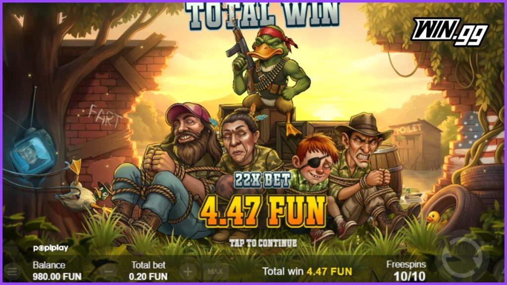 Wild Wild Duck slot by Popiplay; winning screen
