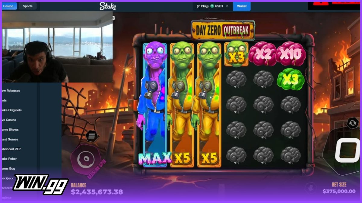 Trainwreckstv getting the max win symbol on the Day Zero Outbreak slot