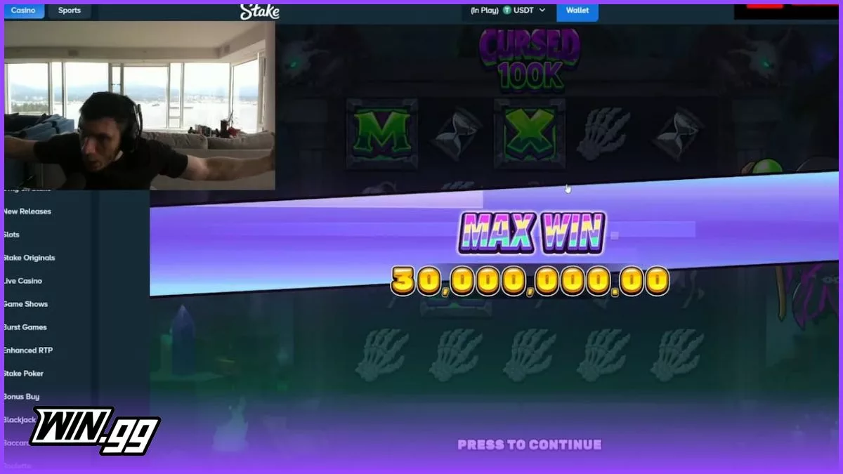 Trainwreckstv with a $30 million max win on Cursed 100K