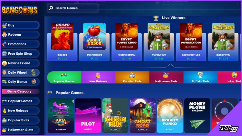 BangCoins social casino