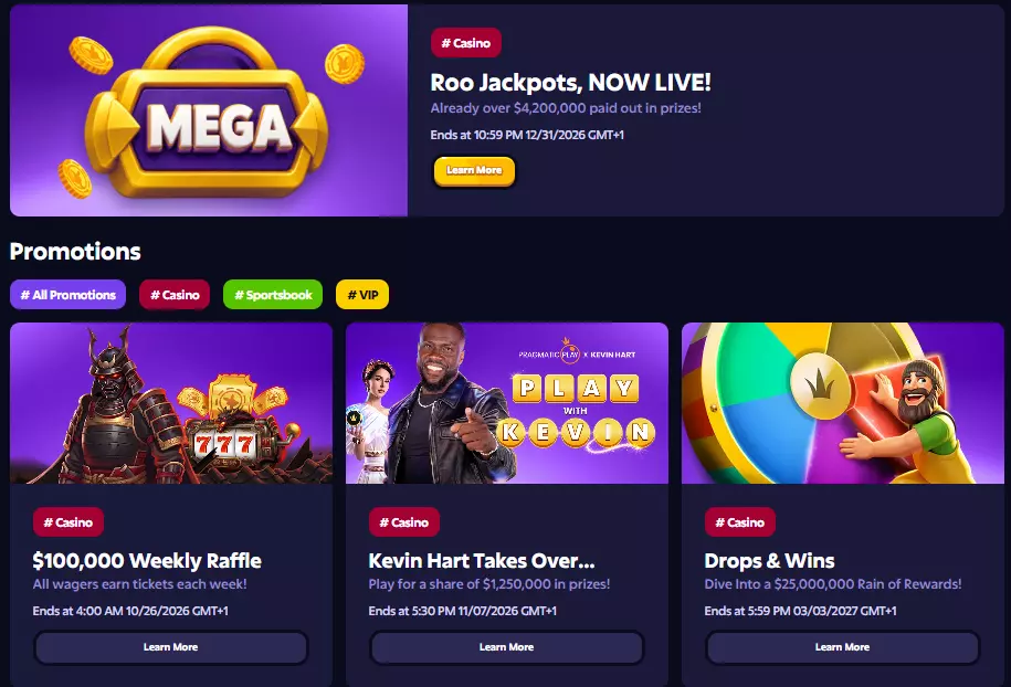 Roobet casino promos