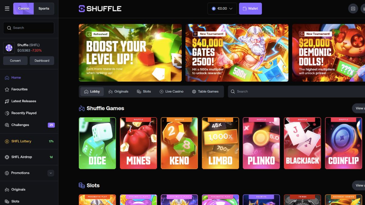 shuffle.com crypto caisno