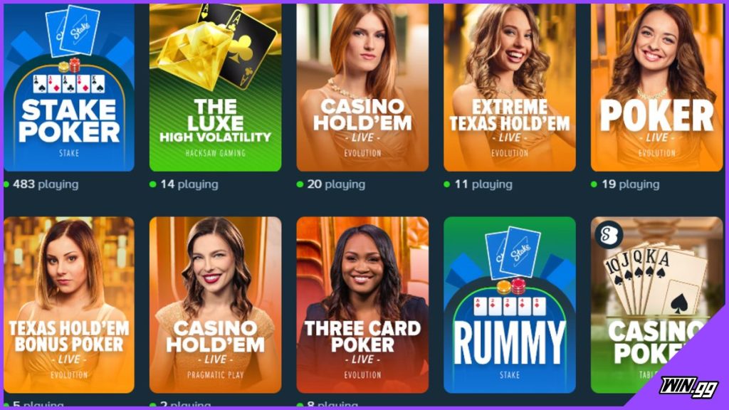 Bitcoin poker lobbies at Stake.